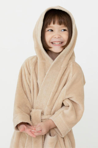 幼兒連帽浴袍（3-7歲）- 卡其棕