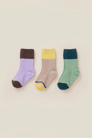 舒適彩色條紋長襪3件套