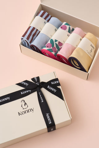 Konny口水巾禮盒-滾邊圓領5件 (附品牌紙袋)