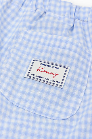 格紋鬆緊長褲 (70-130)