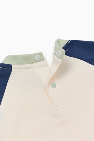 純棉撞色7分袖T恤 (80-130)