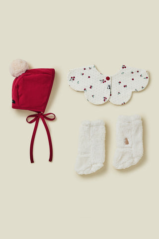 【節日限定款】Konny口水巾&冬季保暖套組(帽子+襪靴)-3P