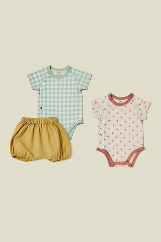 【優惠套組】純棉網眼連身衣&燈籠褲-3P