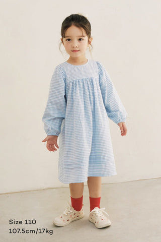 格紋公主袖連身裙 (80-130)