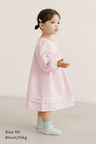 格紋公主袖連身裙 (80-130)