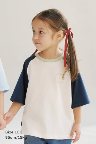 純棉撞色7分袖T恤 (80-130)