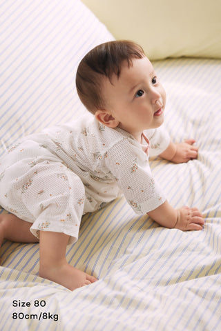 [2.4上市] 純棉網眼七分連身衣