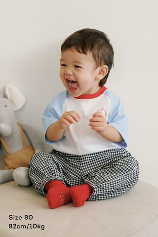 格紋鬆緊長褲 (70-130)