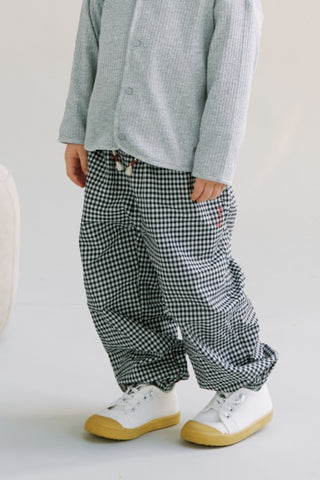 格紋鬆緊長褲 (70-130)