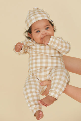 新生兒竹纖維連體衣&緊身褲&紐結胎帽套裝（0-12M）